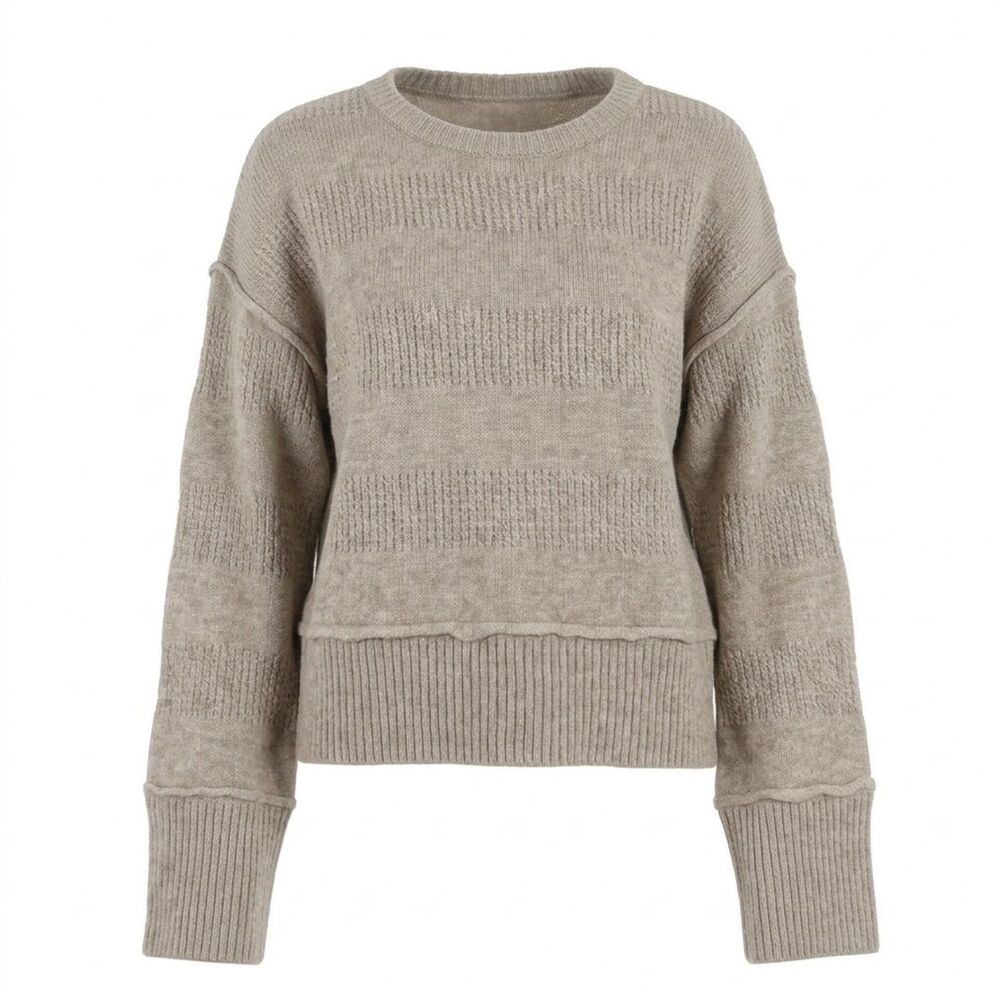Designer History Knit Wide Long Sleeve Crew Sweater Sz M NWOT 148 Grey